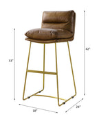 Alsey - Bar Chair - Saddle Brown Top Grain Leather