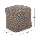 Amuleto - Hand Loomed Cotton Pouf - Dark Gray / Brown