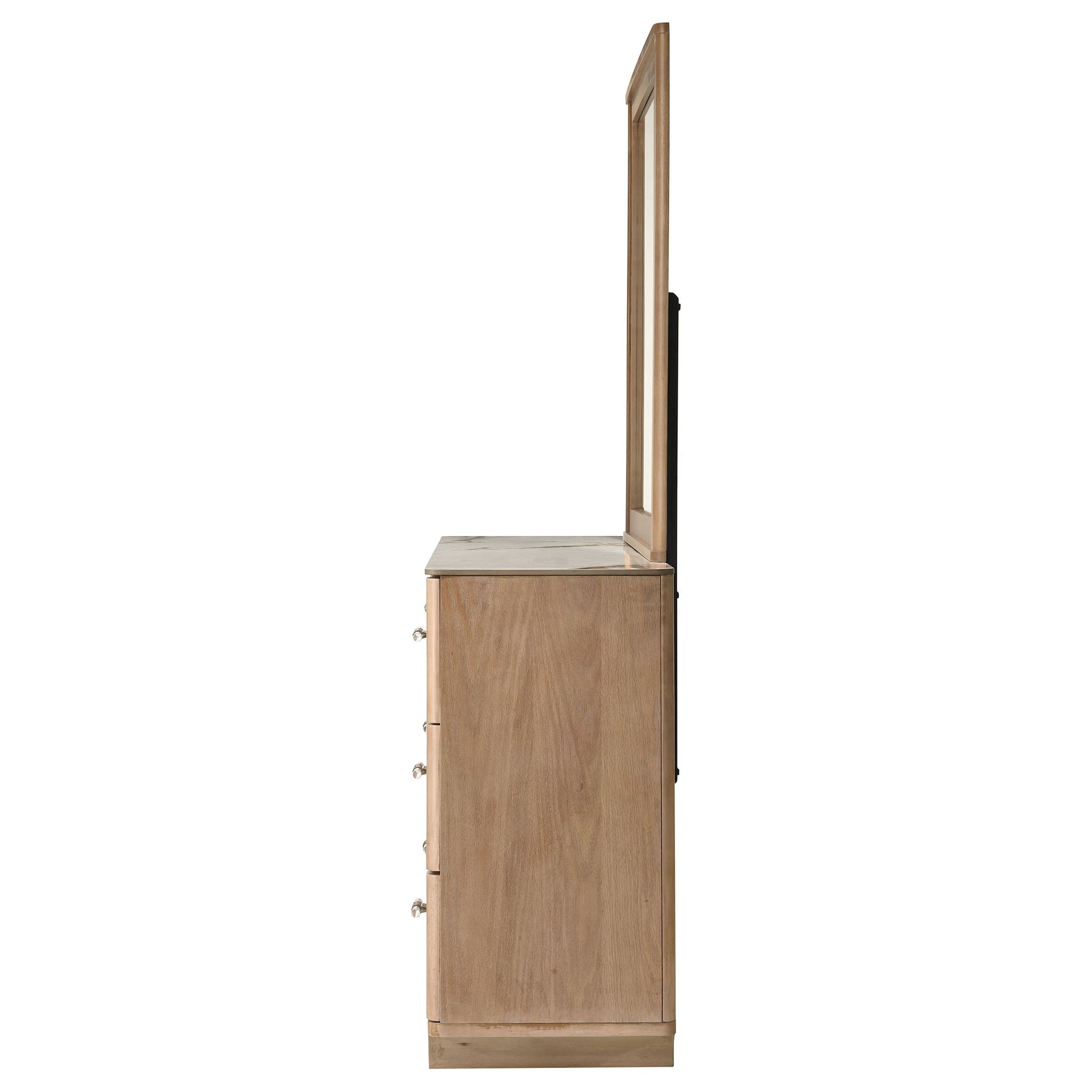 Leanne 6-drawer Sinter Stone Top Dresser and Mirror Light Oak