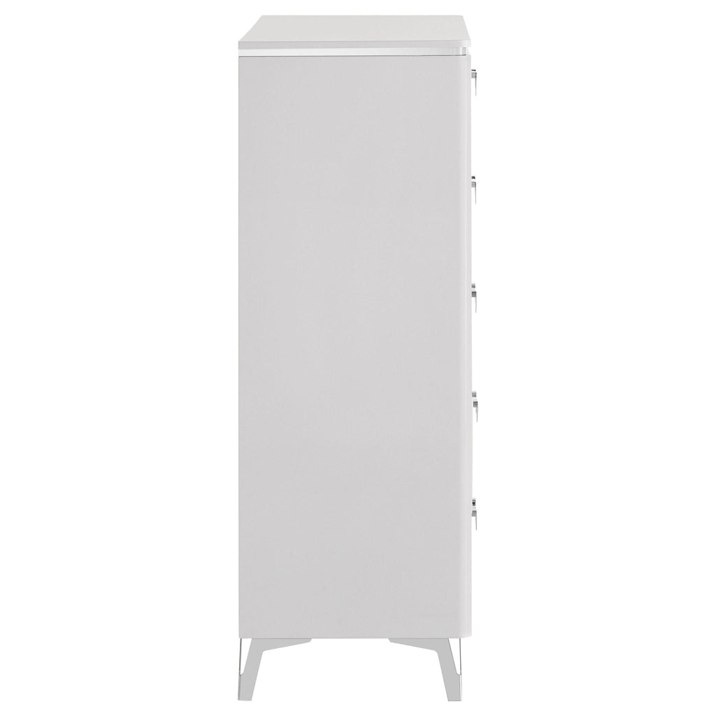 Cassia 5-drawer Bedroom Chest of Drawers White High Gloss