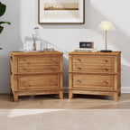 Hazel - 3 Drawer Side Table For Living Room, Hallway, Entryway (Set of 2) - Natural