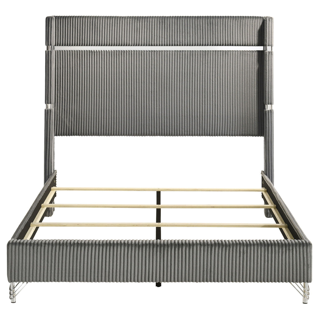 Lucia 61-inch Upholstered Queen Wingback Bed Grey
