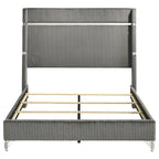 Lucia 61-inch Upholstered Queen Wingback Bed Grey