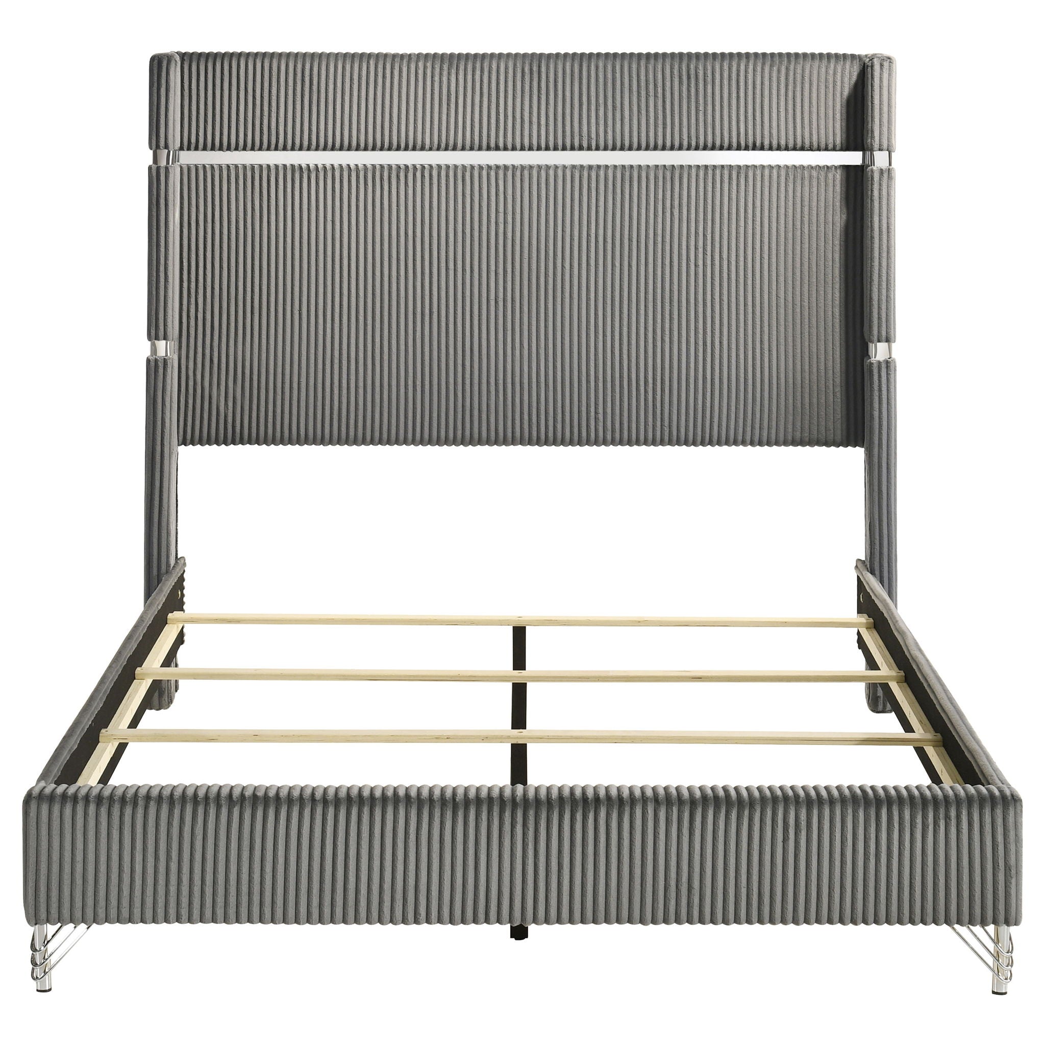 Lucia 61-inch Upholstered Queen Wingback Bed Grey