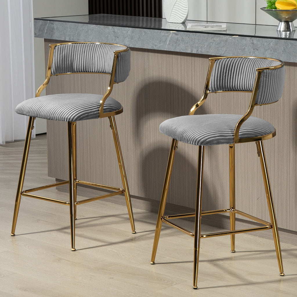 Counter Height Bar Stools With Powder Coating Base And Footrest (Set of 2) -