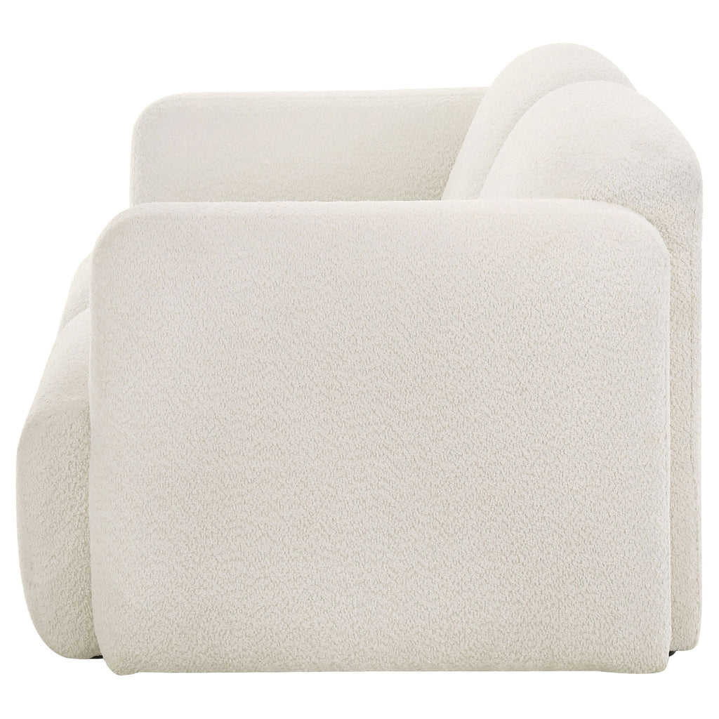 Dorset Fabric Upholstered Round Track Arm Loveseat White