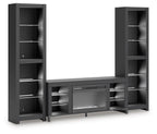 Cayberry - 3-Piece Entertainment Center With Electric Fireplace - Black