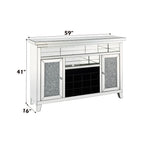 Noralie - 41" Wine Cabinet With LED - Mirrored & Faux Diamonds