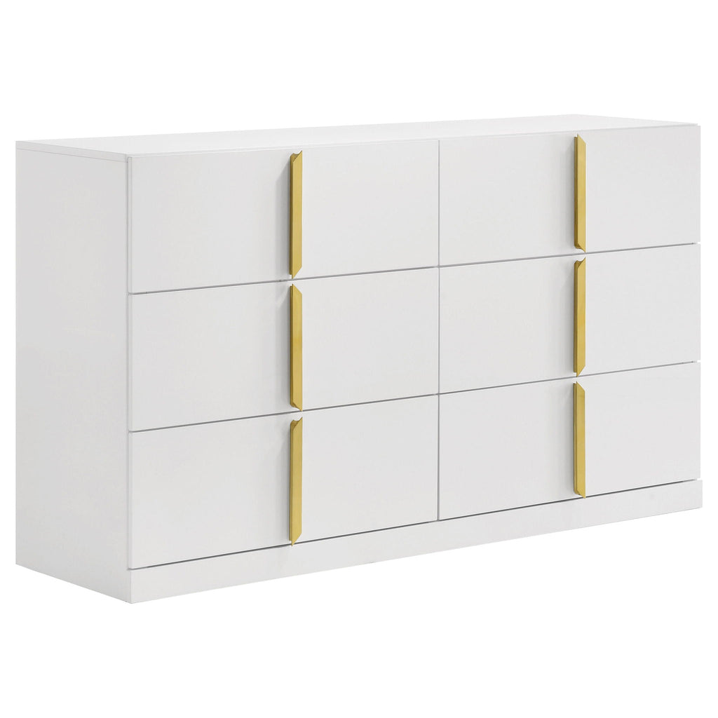 Ines 4-piece Eastern King Bedroom Set Navy and White High Gloss