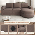 Modern L-Shaped Sectional Sofa With Curved Chaise, USB Ports, And Side Storage Pockets