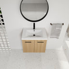Floating Bathroom Vanity With Sink, Wall Mounted Double Door Storage