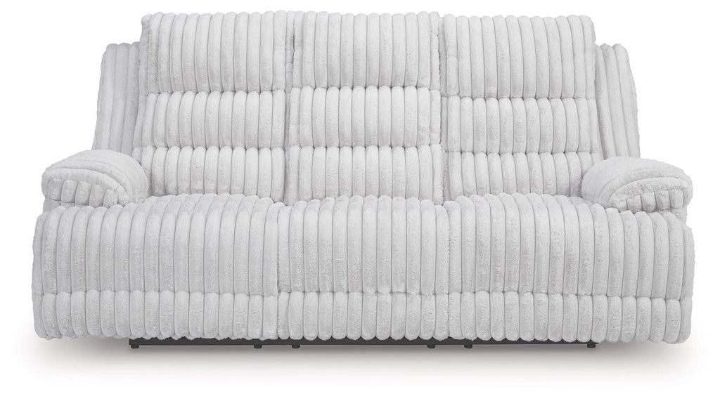 Rhines Falls - Reclining Power Sofa With Drop Down Table - Alloy