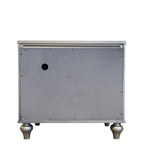 2 Drawer Nightstand With Diamond Patterned Fronts - Silver