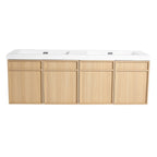 Wall-Mounted Bathroom Vanity With Resin Sink And Soft Closing Doors