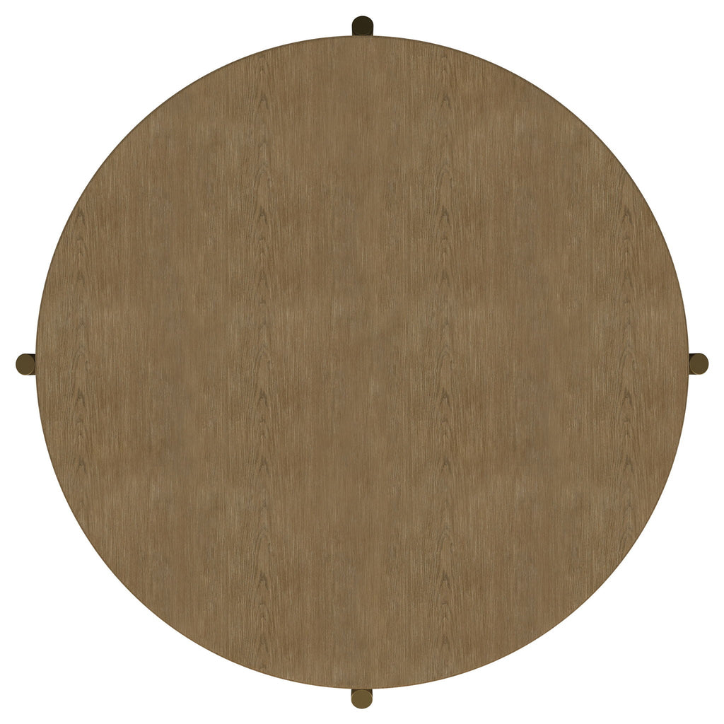 Arini Round Coffee Table With Storage Shelf Sand Wash