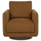 Iris Fabric Upholstered Swivel Accent Chair Rust