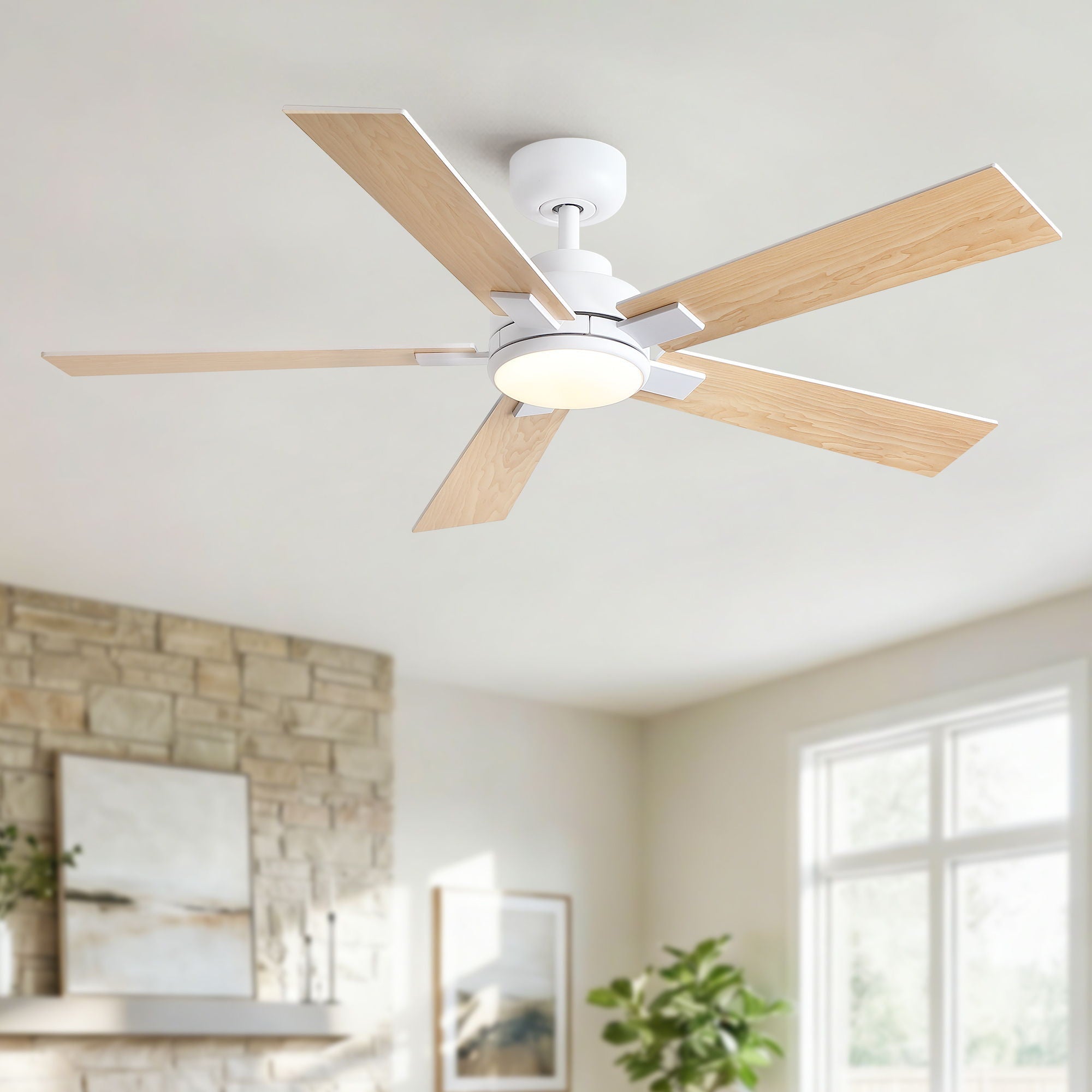 Reversible Motor Integrated LED Dimmable Ceiling Fan With Light