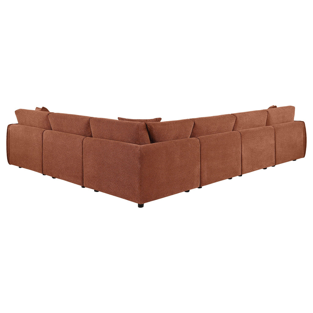 Elysia 6-piece Chenille Upholstered Modular Sectional Sofa Coral