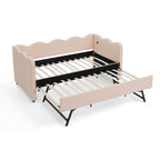 Gingham Daybed With USB Charging Port, Wave Shaped Design