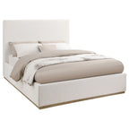 Knox Queen Bouclé Upholstered Platform Bed Cream