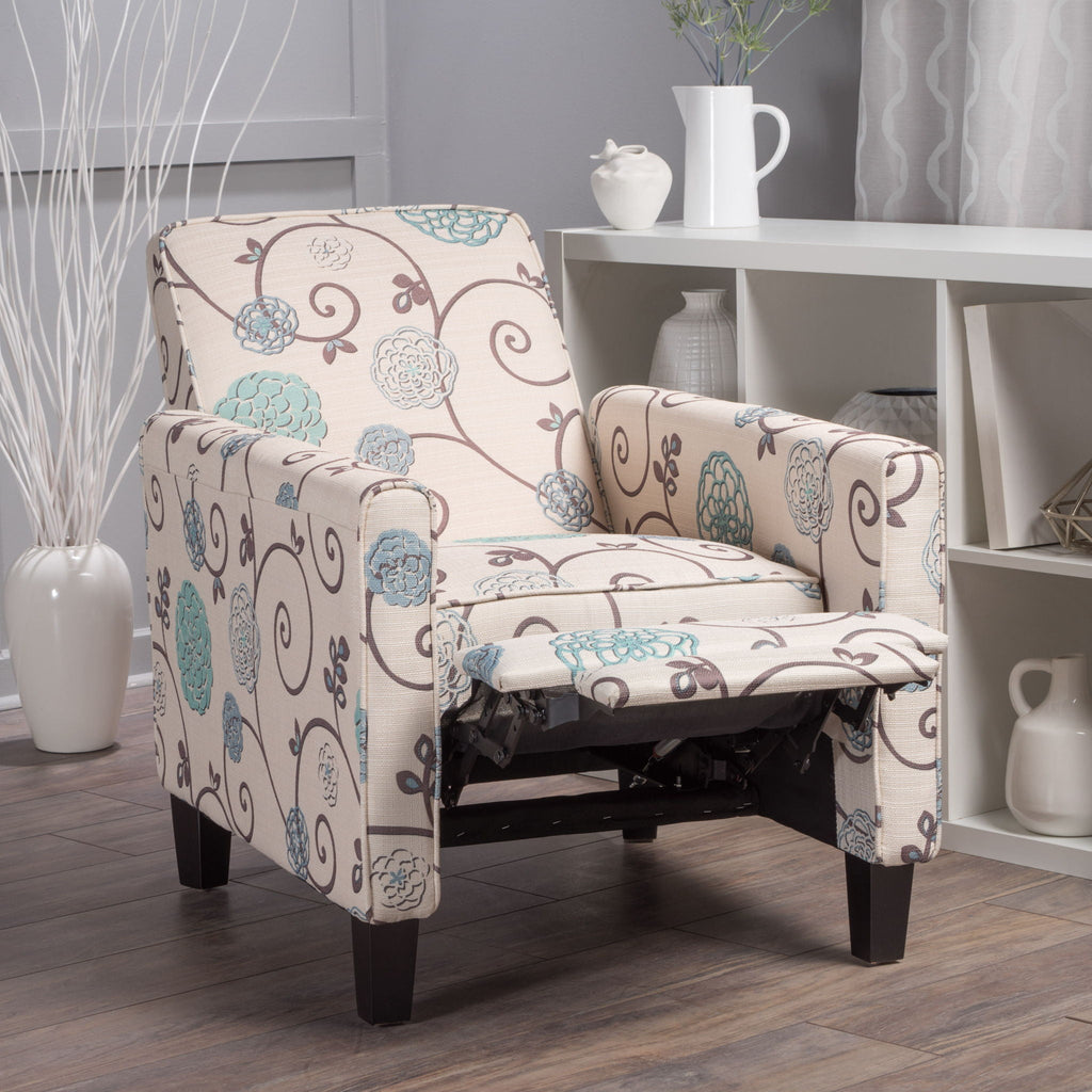 Push Back Upholstered Recliner Armchair