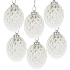 Christmas Ball Ornaments, Glass Decorative Hanging Ball Christmas Tree Ornaments, For Holiday Party Decorations (Set of 6) - White