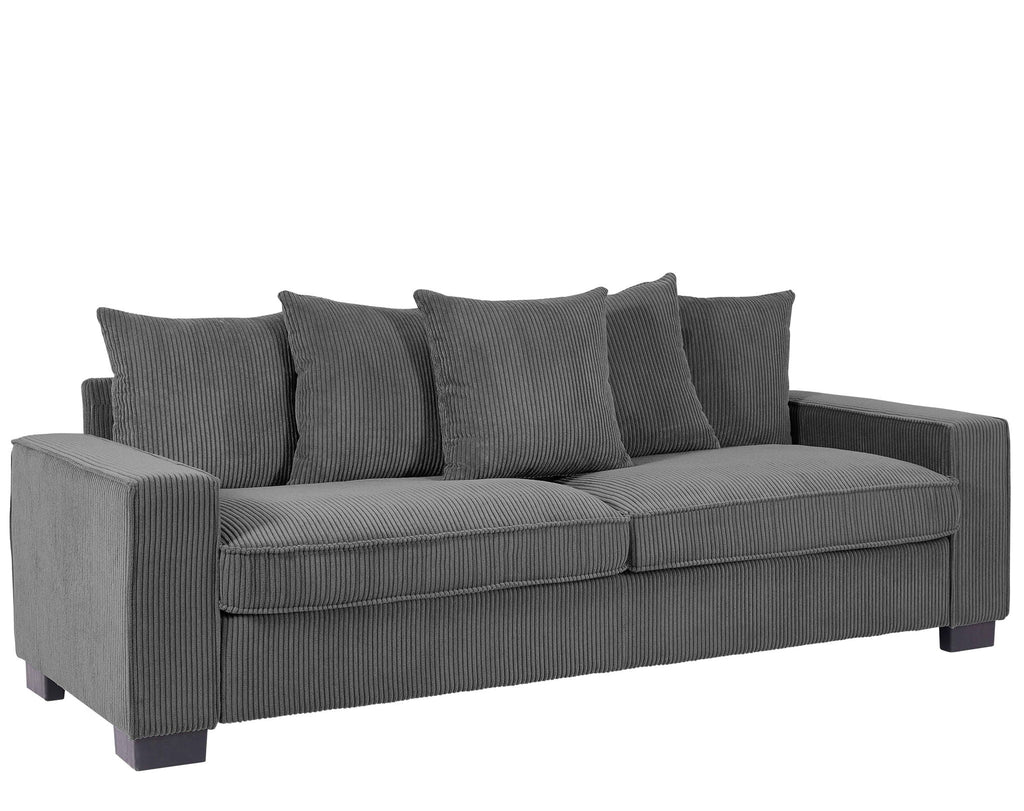 Luxe Sofa With 5 Matching Toss Pillows, Sleek Design, Spacious And Comfortable 3 Seater Couch