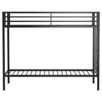 Alevera Metal Twin Over Twin Bunk Bed with Ladder Black