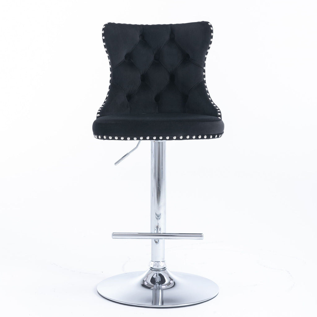 Swivel Barstools Adjusatble Seat Height From 25-33", Modern Upholstered Base Bar Stools With Backs Comfortable Tufted For Home Pub And Kitchen Island (Set of 2)