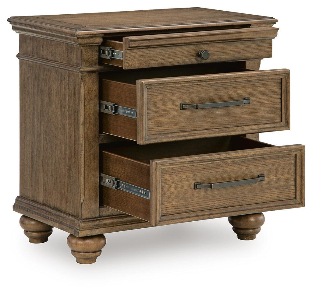 Karallin - Three Drawer Night Stand - Medium Brown