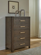 Radkin - Five Drawer Chest - Burnished Brown