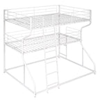Industrial Triple Bunk Bed With Dual Ladders Frame, Space Saving Design