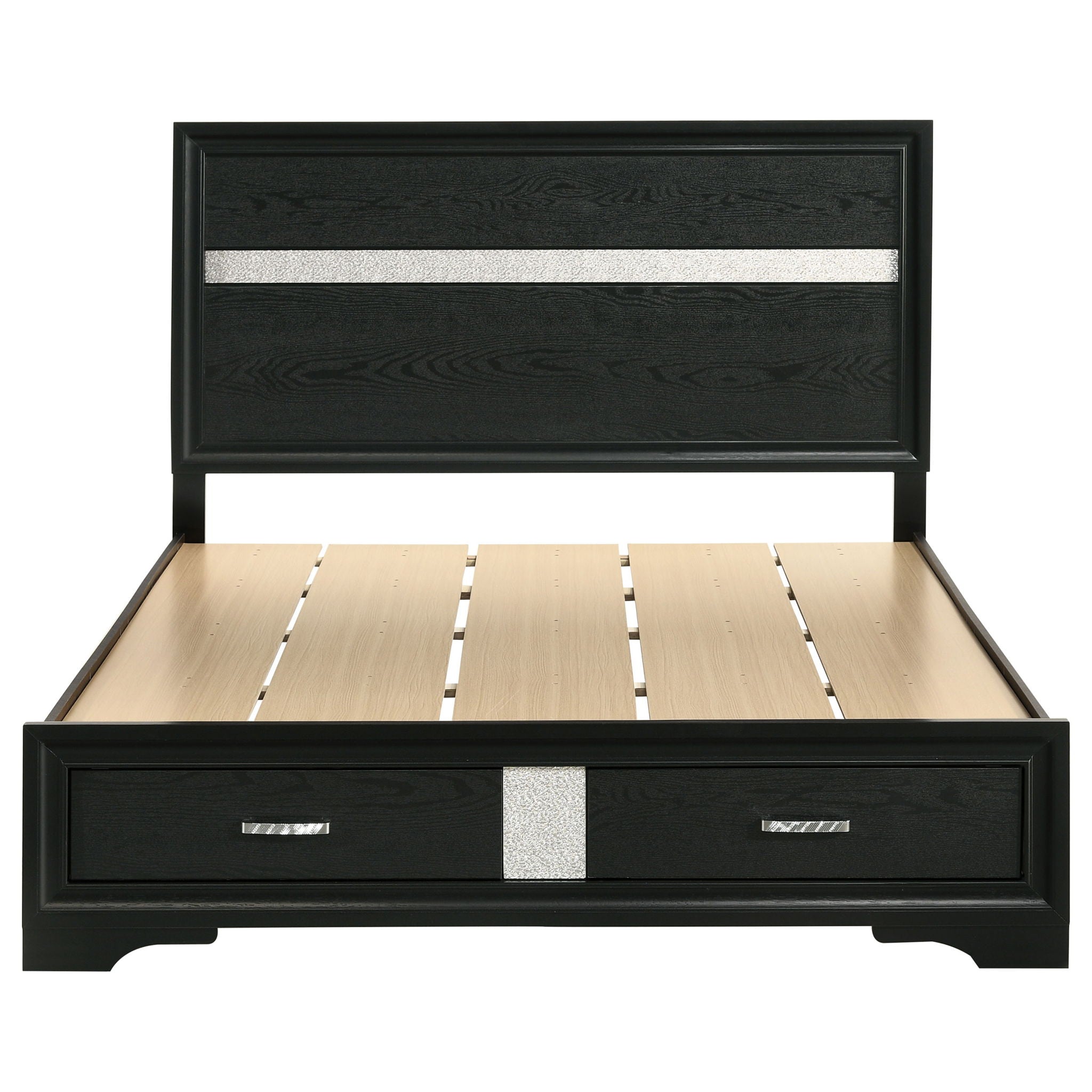 Miranda 51-inch Wood Queen Storage Panel Bed Black