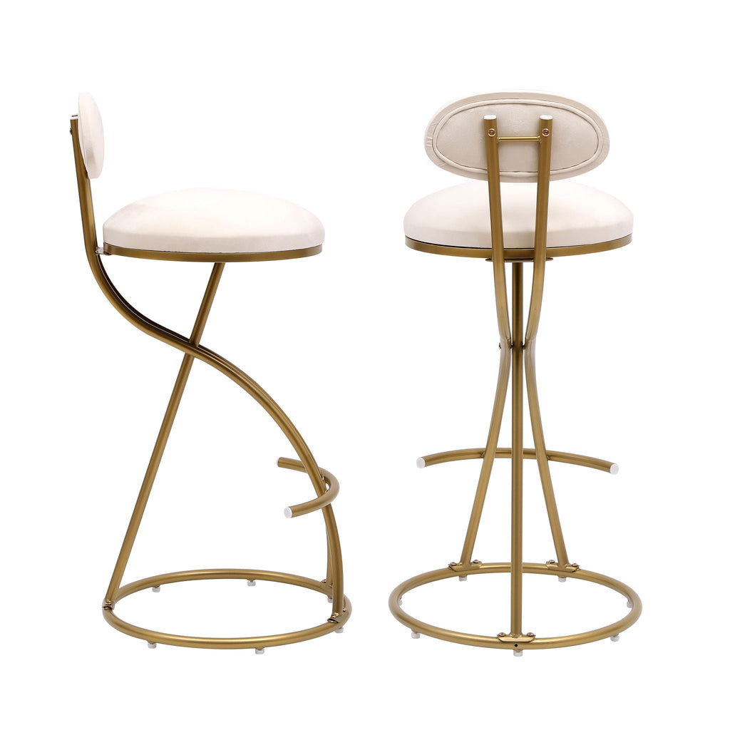 Bar Stools Upholstered Counter Height Barstools For Kitchen Island Modern Dining Chairs With Footrest (Set of 2)