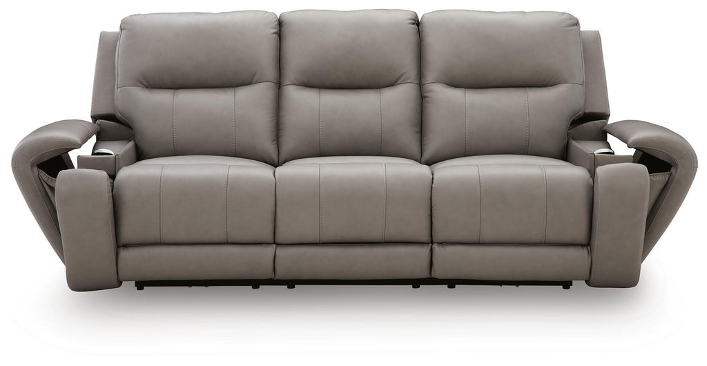 Real Moments - Power Reclining Sofa With Audio Seating - Ash
