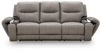 Real Moments - Power Reclining Sofa With Audio Seating - Ash