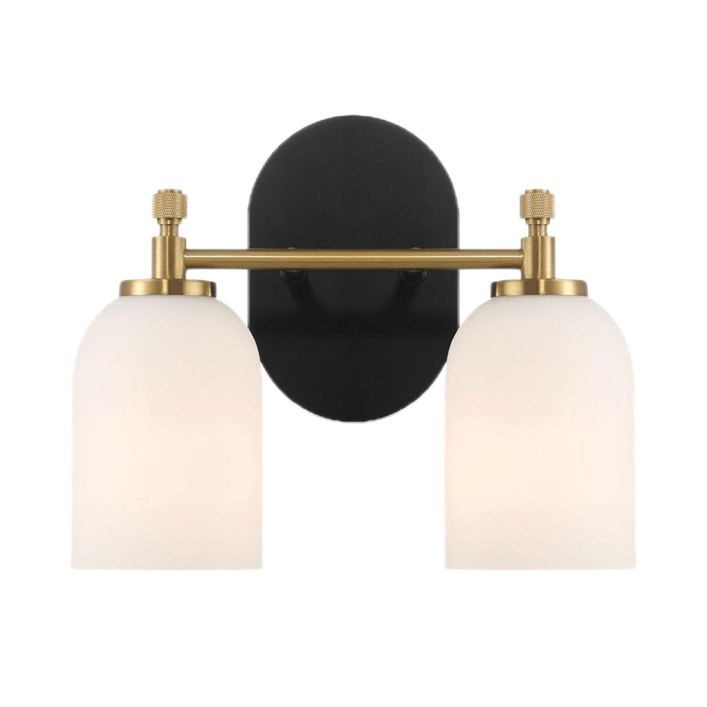 Vortex - 2 Lights Vanity In Style For Over Bathroom Mirror Wall Sconce - Black / Gold / White