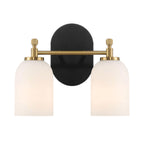 Vortex - 2 Lights Vanity In Style For Over Bathroom Mirror Wall Sconce - Black / Gold / White