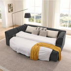 U-Shaped Modular Sectional Sofa With Chaise And Movable Ottoman With Wave-Shaped Armrest