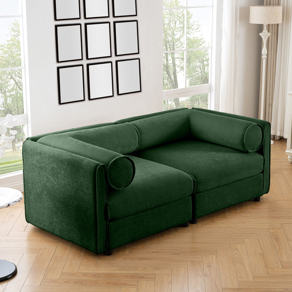Stylish Sofa With Storage Seat And Cylindrical Backrest