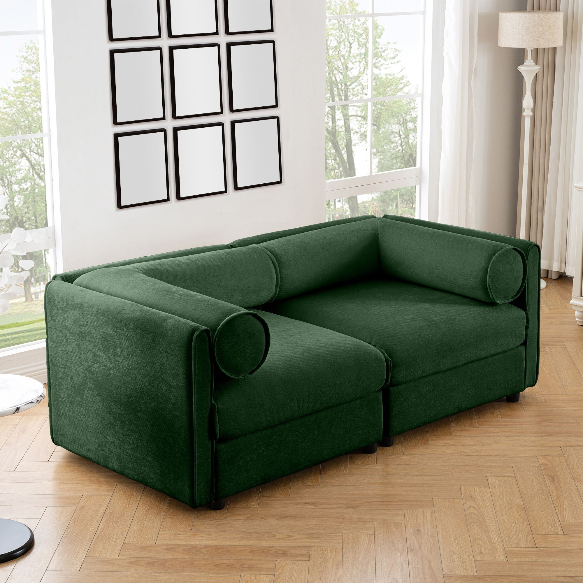 Stylish Sofa With Storage Seat And Cylindrical Backrest