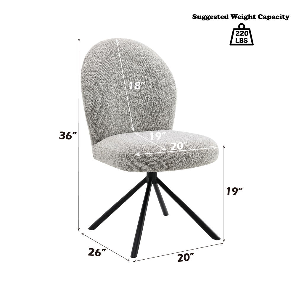 Lawton - Side Chair With Swivel (Set of 2) - Gray Boucle & Black