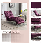 Chaise Lounge Indoor, Button Tufted Upholstered Chaise Lounge Chair With Pillow