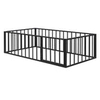 Metal Floor Bed Frame With Fence And Door