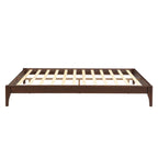 Queen Size Platform Bed Frame With Wood Slat And Metal Support - Chocolate