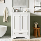 Bathroom Vanity With Ceramic Sink Combo, Modern Freestanding Storage Cabinet With Silver Handles