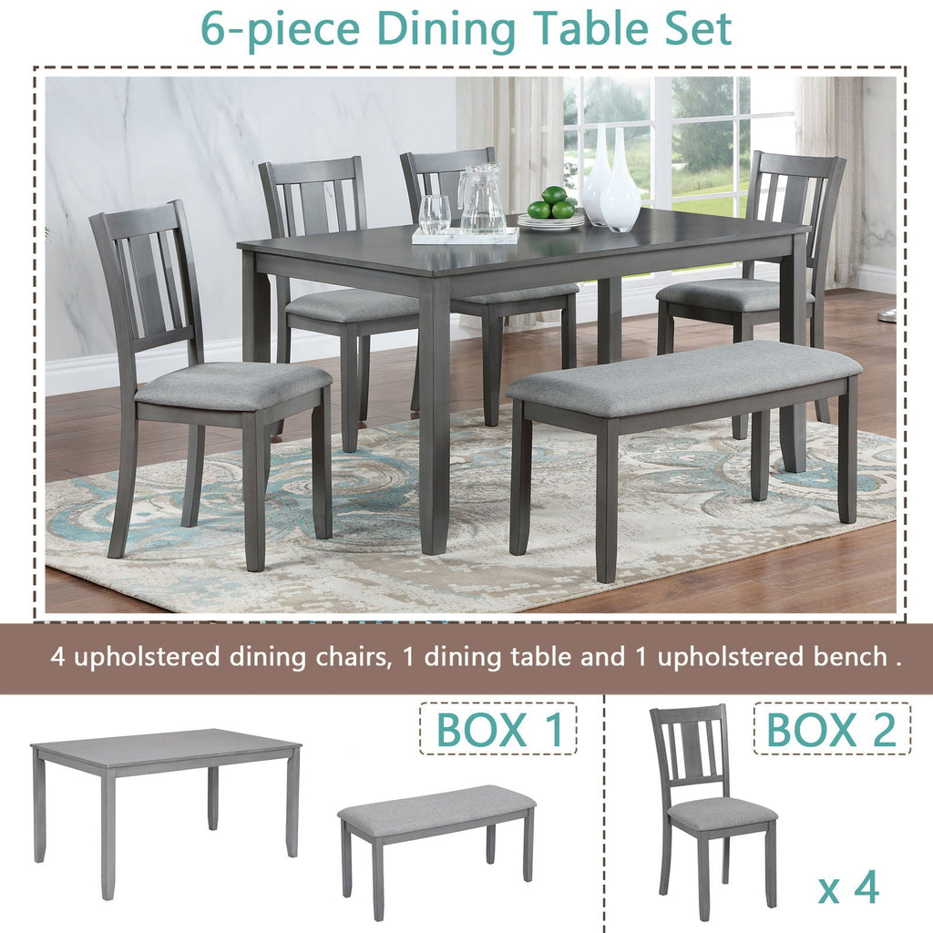 Kitchen Dining Set, Rectangular Dining Table With Upholstered Chairs
