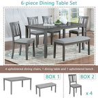 Kitchen Dining Set, Rectangular Dining Table With Upholstered Chairs