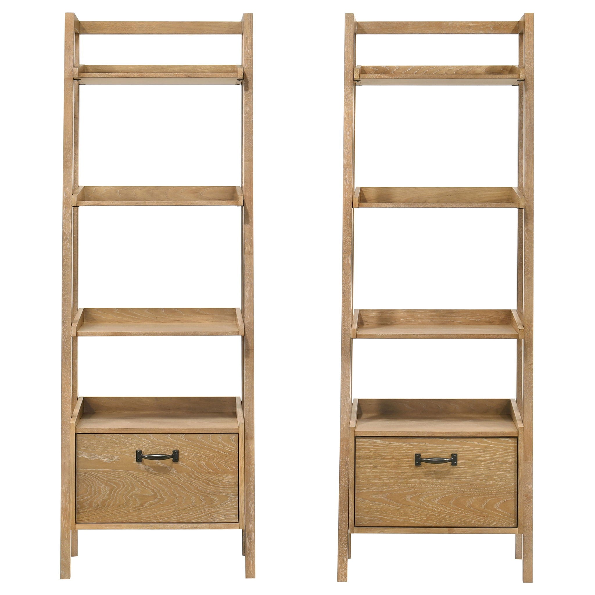 Fabian 2-piece 4-shelf Bookshelf with Drawer Distressed Light Brown