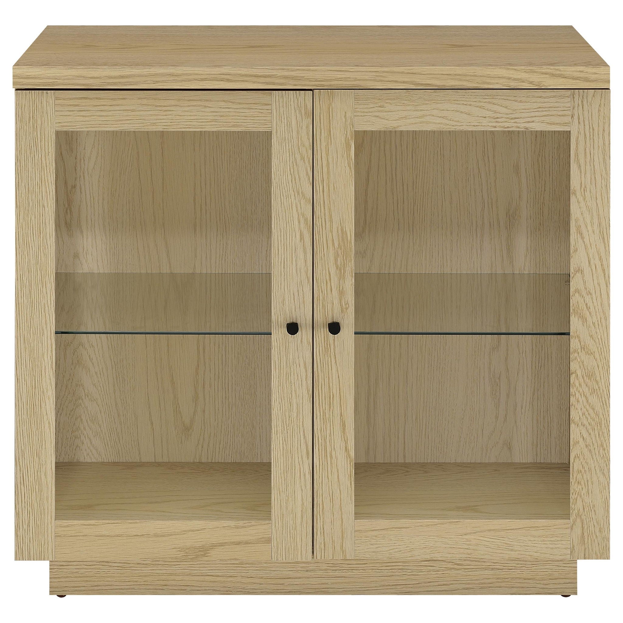 Tilbury 2-door Glass Front Accent Display Cabinet Light Oak